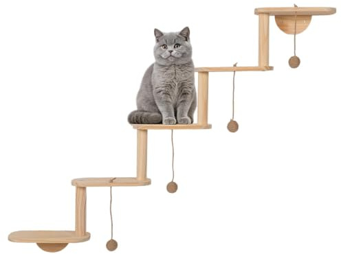 Kattstege trä- och klätterset med en sovplats | Kattmöbler lämplig för sovrum, vardagsrum, interiörer, tak och dörrar