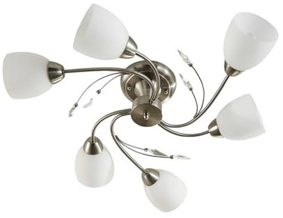 Ceiling Light 'Tatas' dimmable (Modern) in White Made of Glass for e.g. Living Room & Dining Room (6 Light Sources, E14) from Lindby | Ceiling lamp, lamp