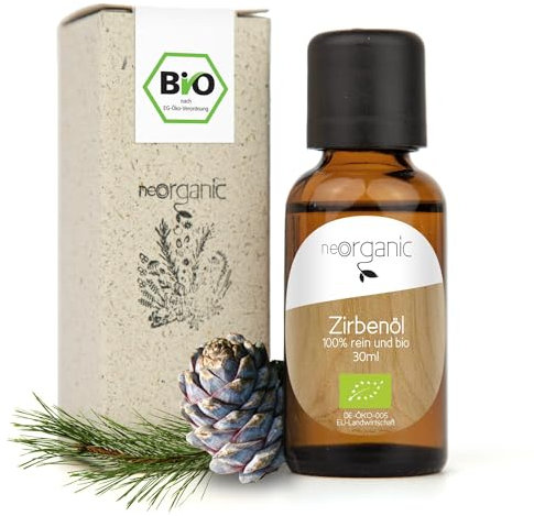 NeoOrganic® Olio di pino cembro biologico (Pinus Cembra Alpes) – 30 ml – olio di pino naturale da collezione selvatica ad altitudine di 2000 m in Alto Adige – 100% olio essenziale naturale