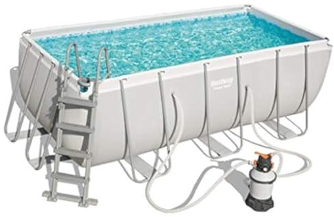 Bestway 56457-2 Set Piscina Fuori Terra Power Steel Rettangolare da 412x201x122 cm