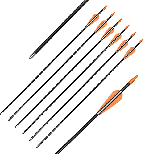 Elong Fiberglass Arrows Archery 26 Inch Target Shooting Practice Safetyglass Recurve Bows Suitable for Youth Children Woman Beginner (6 pcs)