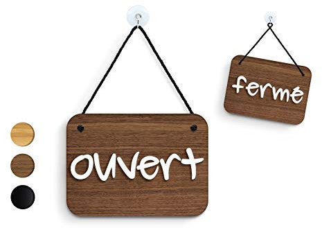 SIGNS | Escrito a mano - Ouvert/Fermé - Cartel doble cara signo [OC21] Abierto Cerrado - Placa de la puerta colgante de doble cara - Letrero de la tienda comercial reversible