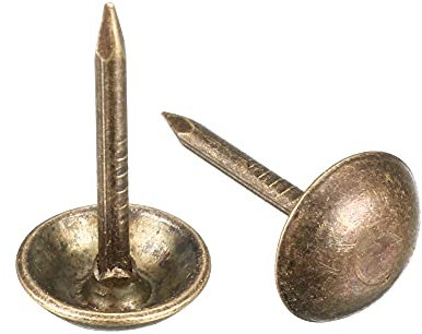 sourcing map Clou Tapissier 7mm Diamètre 10mm Hauteur Clou Ameublement vintage Rond Punaises Bronzé pour Meuble Sofa Dosserets 150 Pcs