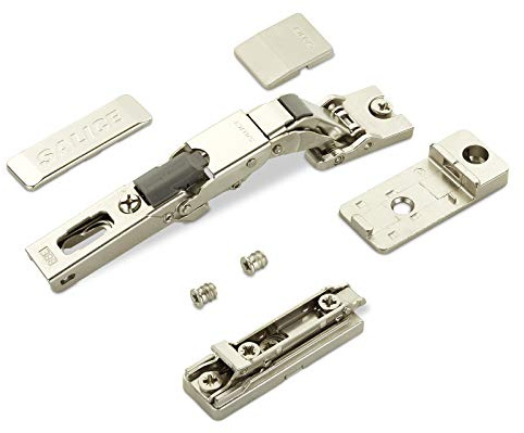 2 x Salice Universalscharnier für dünne Türen ab 8 mm Stärke 110° | inkl. Linear-Montageplatte Höhe 3 mm mit Euroschrauben Exzenterverstellung Möbelscharnier mit 3-D Einstellung