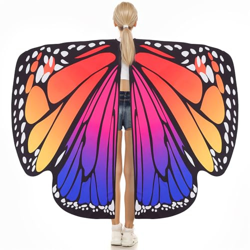 BESPORTBLE Frauen Schmetterling Kostüm Umhang Schmetterling Schlinge Cosplay Schmetterling Flügel für Halloween Karneval Cosplay Stoff Mädchen Damen Schmetterling Kostüm Gunst