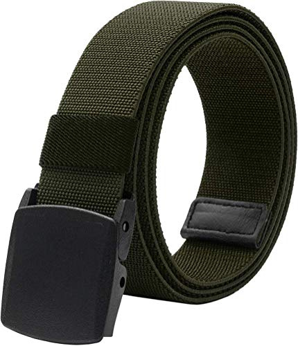LionVII Elastiskt herrbälte, taktisk/militär stil, med plastspänne 130 cm, Armégrön, one size