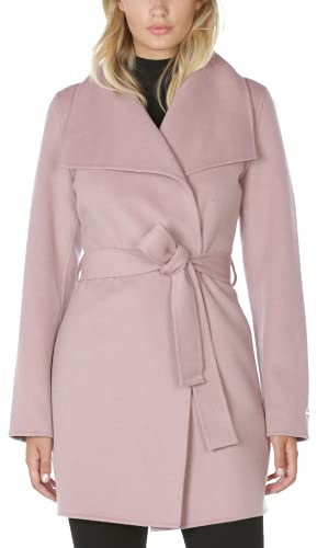 TAHARI Damen Leichter Wollmantel mit Bindegürtel Mantel aus Wollmischgewebe, Pink Powder, L