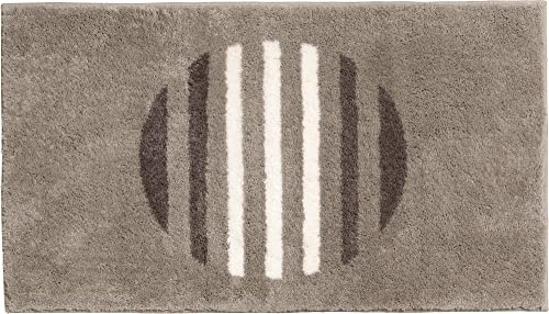 Erwin Müller Badematte, Badteppich, Badvorleger Streifen Matala - rutschhemmend, angenehmer Hochflor, für Fußbodenheizung geeignet - Taupe Größe 60x100 cm