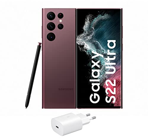 Samsung Galaxy S22 Ultra 5G (512 GB) Bordeaux + Ladegerät – Freies Handy, Android-Smartphone (spanische Version)