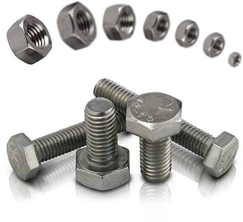 PROTECH 100 Stück Sechskantschrauben M12x20 mit Muttern M12 DIN 934 Sechskant Schrauben DIN 933 Set Edelstahl Gewindeschrauben A2 Sechskantmutter