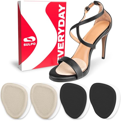 SULPO 4 Paar Ballenpolster für zu große Schuhe - Passt in fast jeden Schuh – Pads gegen Fußschmerzen und Metatarsalgia - Silikon und Velour Metatarsal Pad, Zehen Liner – Absätzen Einlagen