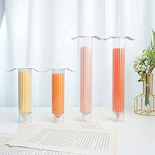 Tuzsocr Moulle Bougie Plastique, Moule Bougie Cylindrique, Moule à Bougies Pilier DIY en forme de Bougie 3D, pour bougies d'église, Noël, dîner, Saint-Valentin, décoration de la maison (L-3,5 x 15 cm)