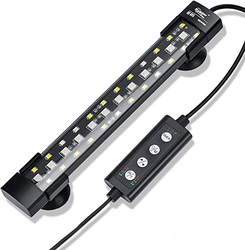 Hygger Luce LED Per Acquario Subacqueo, Modalità 24/7, Spettro Completo, 3 File Di Perline 7 Colori, Auto On/Off Alba/Giorno/Luna (8W)