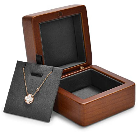 Oirlv Vintage Walnut Madera De Nogal Joyas De Compromiso San ValentíN Caja De Regalo Colgante(Gris Oscuro)