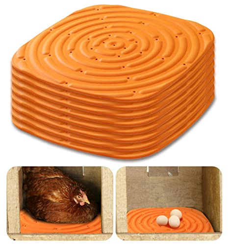 8 Stück Legenest für Hühner, Legenester für Hühner, Hühner Nistunterlagen Nistkasten Unterlagen, Hühnernest/Geflügelnest, Wiederverwendbare Nistpads, Legehennen Nistkasten Pads (Orange)