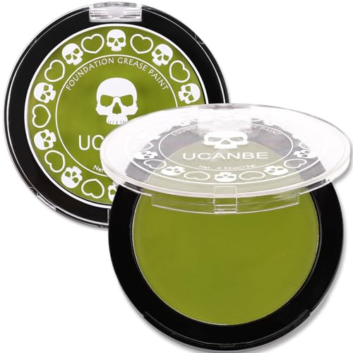 UCANBE Pittura Viso Verde Fondotinta, Face Paint Sicuro e Non Tossico, Body Painting per Halloween, Carnevale, Teatro, Film, Cosplay, Giocando Clowns Zombies Vampires Skeletons