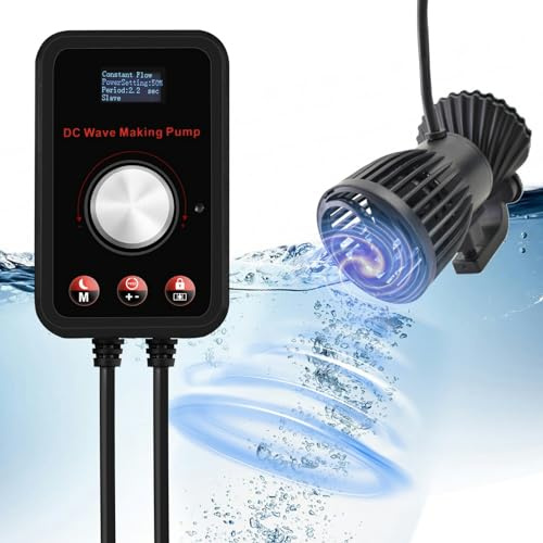 CONQUERALL 520-2600GPH 15W Wave Maker 24V DC Multi Angle Direction Sine Wave Technology Large Flow Traje para Acuario de Peces de Agua Dulce y Agua Salada