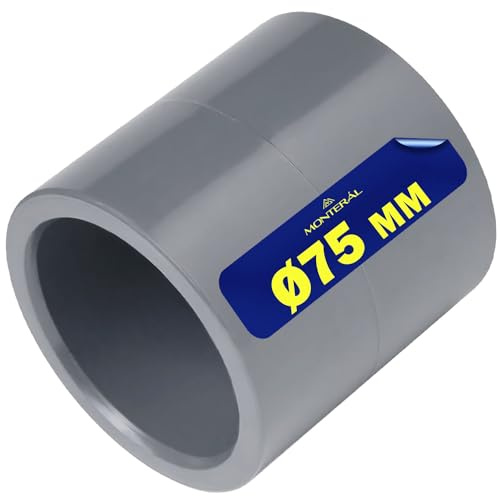 Manchon PVC U Ø 75 mm Utilisé pour Assembler Deux Tuyaux avec de la Colle | Garantie de 10 Ans - MONTERAL