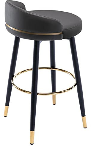 NEAFP Barstuhl, um 360° drehbare Rückenlehne, Barhocker mit schwarzem Karbon-Stuhlgestell und Goldener Fußstütze für Büro, Empfangstheke, hoher Hocker (Größe: 72 cm, Farbe: 03) (3) HGCHH