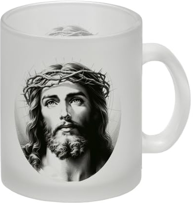 Jesus Christus Glas Tasse Inspirierendes Porträt von Jesus Religion im Alltag Christentum Heiland Erlöser Starker Glaube Biblische Motive Gott