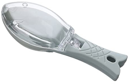 Bilance per pulire il pesce Rimuovi velocemente Spazzola per la pelle del pesce Squame di pesce in plastica Grattugia Raschietto con coperchio trasparente Utensili da cucina Squamatore per pesce blu R