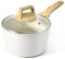 GiPP Nonstick Sauce Pan with Lid - 3.6L Small Sauce Pot Non Stick Cooking Pot with Stay-Cool Handle, Kitchen Pots Granite Saucepan Induction Compatible, PFOA Free(White, 20cm)