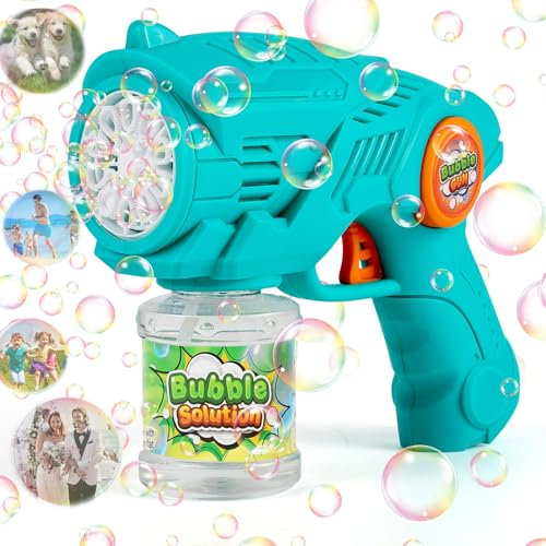 ZWOOS Seifenblasenpistole Elektrische, Seifenblasenmaschine Kinder mit 110ml Seifenblasenlösung, Bubble-Pistole aufladbar, Bubble Gun für Geburtstag/Party/Hochzeit(Blau)