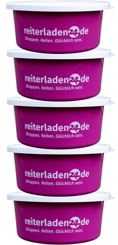 RL24 - Leckerlischale – Pink – 5 Schalen á 2l (5er Set) | Müslischale mit Deckel für Pferde – Futterschale zur Aufbewahrung von Leckerli & Pferdefutter – Leckerli-Dose