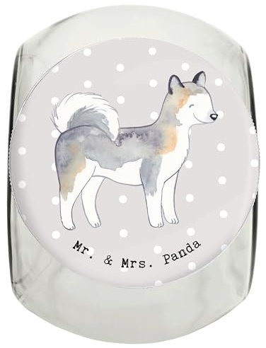 Mr. & Mrs. Panda Leckerli Glas Hund Siberian Husky Lebensretter L 870ml - Geschenk, glasbehälter, Keksdose, Dekoglas, Dose, Vorratsglas, schraubglas