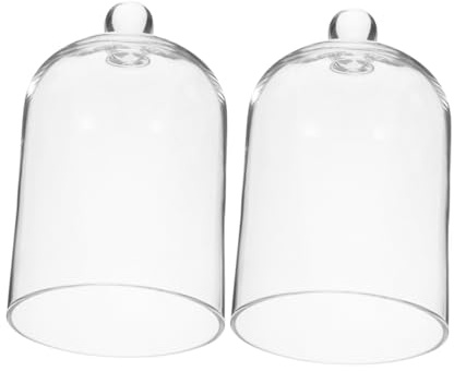 ABOOFAN 2pcs Delicate Glass Dome Cover for Everlasting Flower Aromatherapy Hood Creative Glass Bell Jar Decor for Dried Flower Display for Anniversary Clock