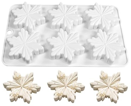 Nybhyjka 2 Pieces Silikonform Für Schneeflocken,Silikon Form Schneeflocke Form Handgemachte Seifenformen Silikon Weihnachten Schneeflocken Kuchenformen Silikon Seifenform Seife Formen Handgefertigte