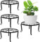 LATERN 4 Piezas Soportes de Metal para Plantas, 23CM Soporte Resistente para Macetas Estante Redondo de Hierro Inoxidable para Contenedores para Hogar Aire Libre Patio Jardín Decoración (Negro)