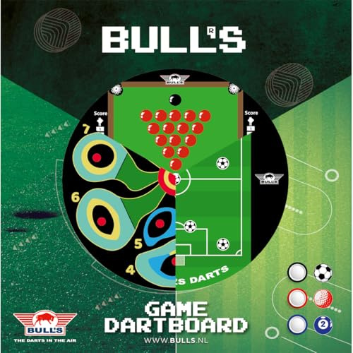Bull’s Game Board Football – Einzigartiges Dartspiel mit Fußball-Elementen – Präzisionsschulung für Freizeit- und Profispieler – Verschiedene Spielmodi – Einfach zu montieren