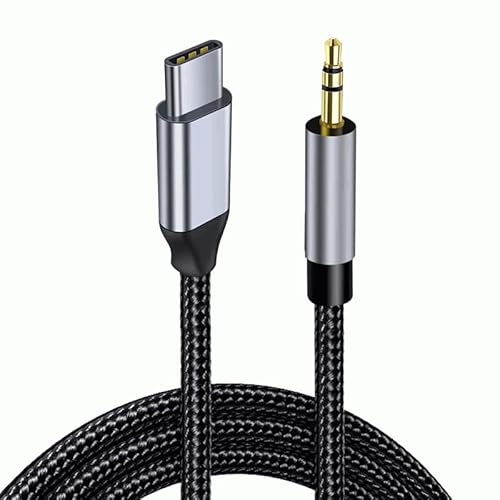 TECHZOCO Cavo USB C a jack 3,5 mm AUX, cavo audio USB-C a 3,5 mm, cavo ausiliario in nylon intrecciato per USB-C, ausiliario veicolo, compatibile con iPhone, Samsung, Huawei, Nylon, 1 metro