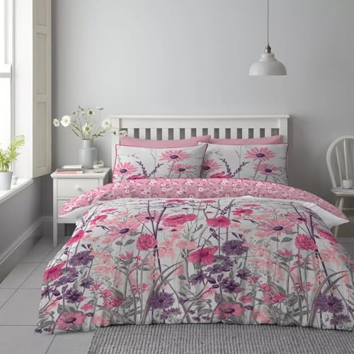 Super Dreamer Complete Bedding Set 4 Piece - Hotel-Quality Fitted Sheet with Duvet Cover, Pillowcases - Reversible Poly Cotton Bedding Double Bed Set - Breathable Comforter Cover