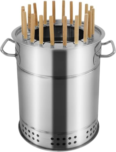 Parrilla vertical portátil de carbón estilo barril – Parrilla de barbacoa sin humo para acampar al aire libre e interior – Diseño compacto de 11.8 x 13.4 pulgadas