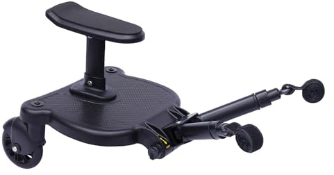 Buggy Board - Pedana universale con sedile, 25 kg, design regolabile, per bambini dai 3 ai 7 anni, colore: Nero