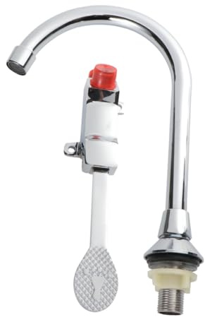Vaguelly Foot Operated Wiredrawing Water Tap Stainless Steel Kitchen Faucet Single Cold Rotary Basin Faucet Suitable for Public Bathrooms