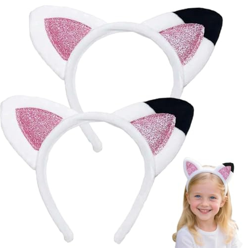 HABNI 2 Pièces Serre-Tête Fille Oreille de Chat Cosplay, Décorations de Cheveux pour Enfants, Bandeau de Coiffure Oreilles de Chat, pour Carnaval Halloween Cadeau Fête, Enfants Unisexes