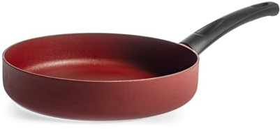 H&H Padella Absolute Red Ø28 cm in Alluminio – Rivestimento Antiaderente Pfluon, Fondo per Induzione, Superficie Ruvida per Cottura Uniforme