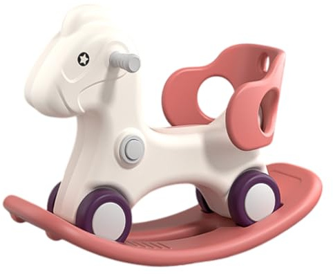 ROMARK Cavallo a Dondolo 3 in 1 - Cavalluccio a Dondolo per Bambini da 1 a 3 Anni con Tavola di Equilibrio Rimovibile - 4 Ruote Lisce - Supporta Fino a 36 kg Materiale HDPE -Oscillazione a 40°