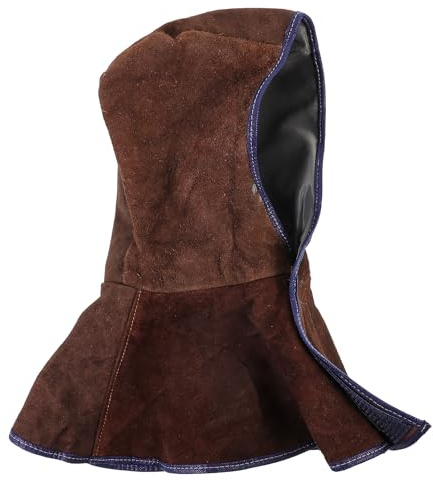 MUCKLILY Casquette de Soudeur en Cuir de Vache Marron Ignifuge, Ajustable et Facile à Porter, Protection Lors du Soudage Industriel Couleur Aléatoire