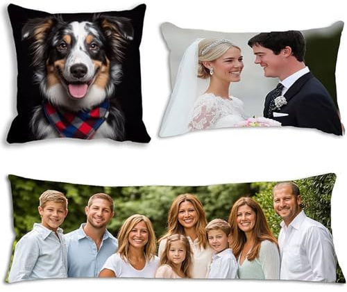 Personalisiertes Kissen Kissenbezug 30x50 Kissen mit Foto Bedrucken Lassen Fotokissen mit Eigenem Foto für Paare Mutter Haustiere Pillow Cover Männerkissen Personalisierte Geschenke für Frauen Model19