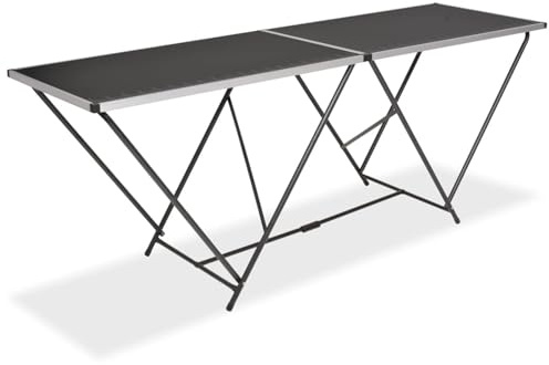 Fasba Folding Pasting Table with Ruler - Black MDF & Aluminium Frame - 200x60x78 cm - Home Decor & Craft Projects Mode142920