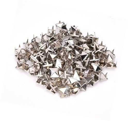 Dioche 10 Mm Pyra100 STK 9MM Mässing Koppar Fyrkantiga Nitar för Läder Hantverk - Snygg Dekoration för Väskor, Kläder och Accessoarer (Silver)