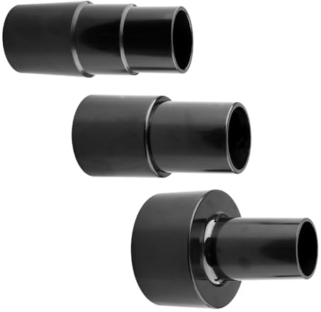 Hopzab 3 Piece ABS Vacuum Hose Adapter Set, Black Universal Connectors for Wet Dry Vacuums, Essential Workshop Tooling Accessories
