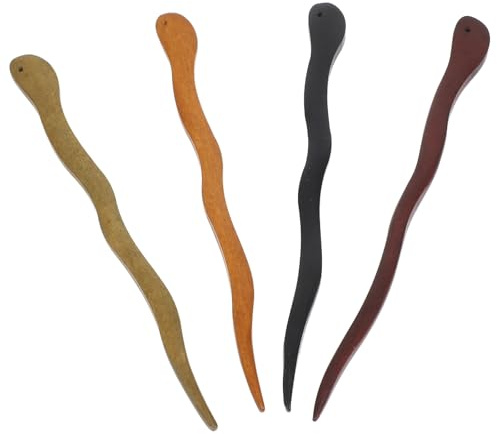 Bacchetta Chioma Cinese in Legno, 4 Pezzi per Acconciature | Accessori Cinesi per Chioma, Uso Cerimonia e Festa, Stile Elegante Orientale, per Donne e Madri