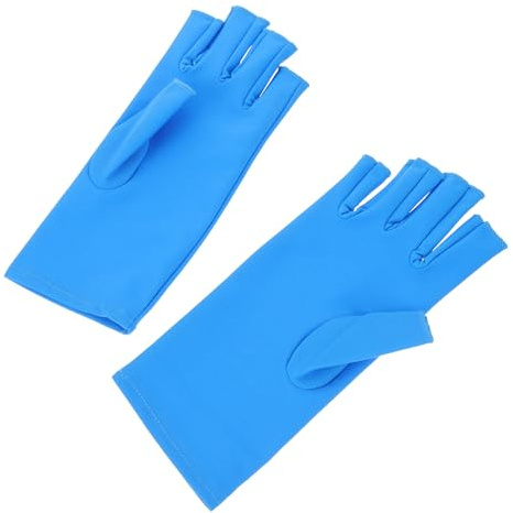 ULTECHNOVO Guantes para Manicura sin Dedos Protección Uv, Guantes de Spandex Azul para Uñas y Dedos, Ideales para Salón de Uñas y Embellecimiento
