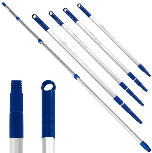 PAMEX Palo Extensible 5 metros. Palo con Mango Telescópico Profesional Aluminio. Alargador Extensible con Rosca. Resistente a la corrosión y el desgaste