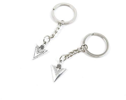 50 Stück antiker Silberton Schlüsselanhänger Schlüsselanhänger H5FJ4A Pfeilspitze Pfeil Kopf Schlüsselanhänger Ring Tag Schmuckherstellung Charms